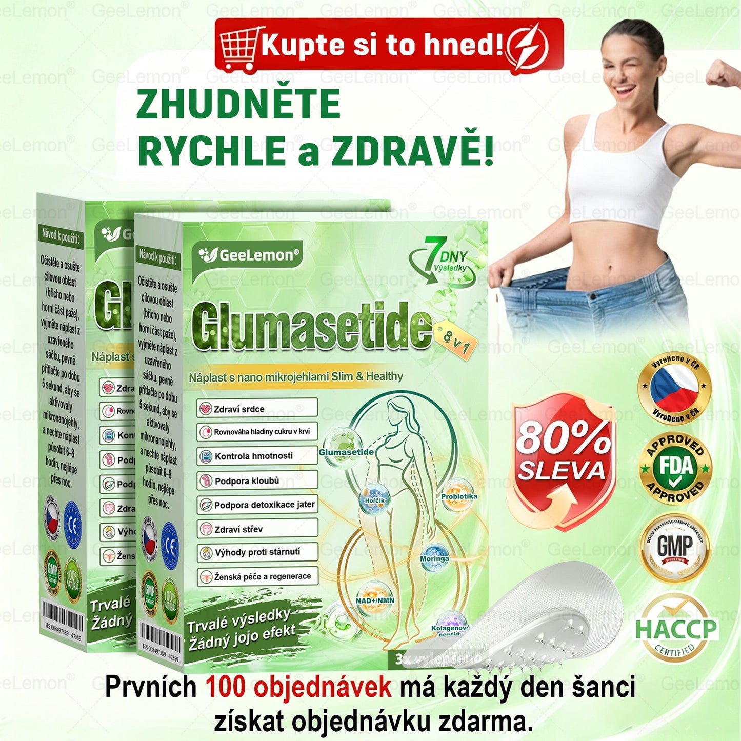oficiální obchod | 👩‍⚕️ 👩‍⚕️𝐆𝐞𝑒𝐥𝑒𝐦𝐨𝐧® Glum𝐚𝐬𝐞tide 8 v 1 – Zeštíhlující nano mikrojihlový náplast – Pouze jednou denně ✅ Viditelné změny již za 7 dní na obezitu, ochablou pokožku a zdraví